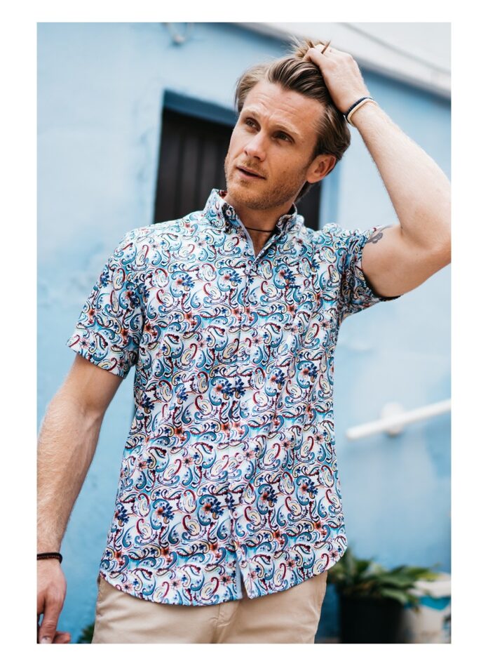 camisa regular fit hombre estampado abstracto multicolor