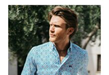 camisa slim fit estampado geometrico multicolor