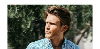 camisa slim fit estampado geometrico multicolor