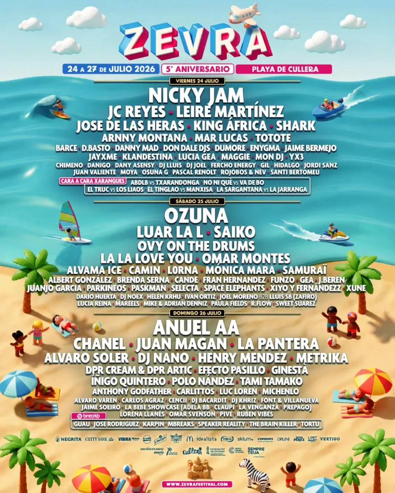 Zevra Festival 2026: cartel, fechas y entradas en Cullera